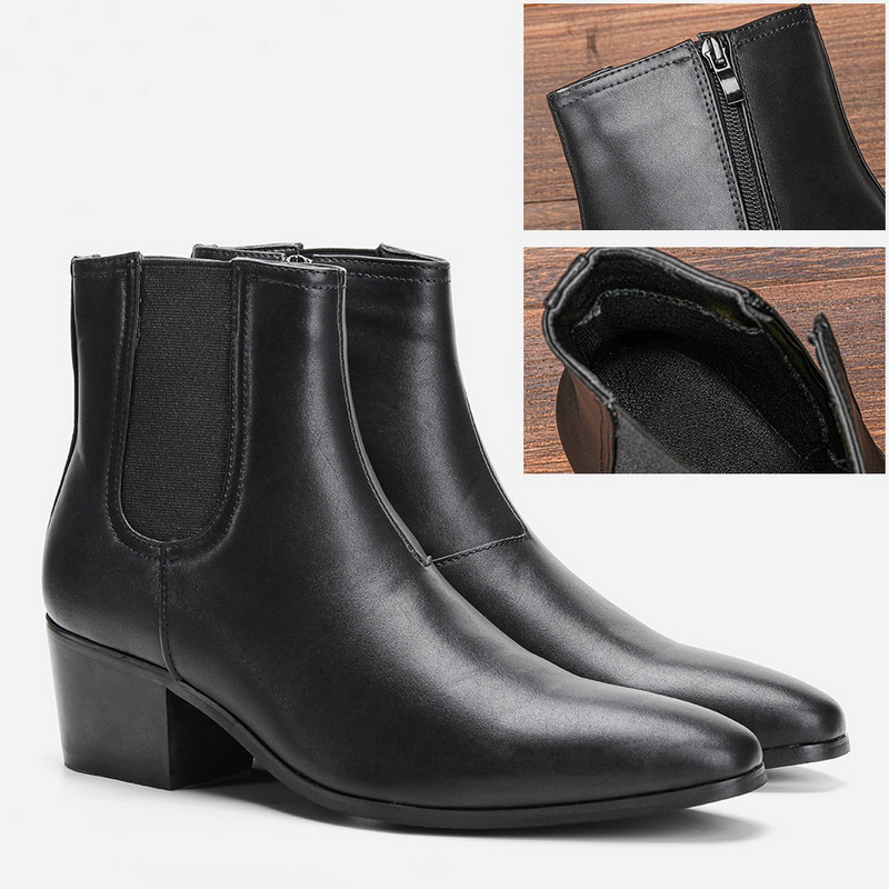 Prekės ženklo vyriški paaukštinti batai Nauji 2023 m. „Chelsea Boots“ madingi vyriški aukštakulniai batai #G18