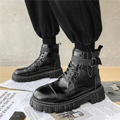 2022 m. naujos mados juodi vyriški motociklininko batai, patogūs platforminiai, vyriški, suvarstomi, laisvalaikio batai botas hombre