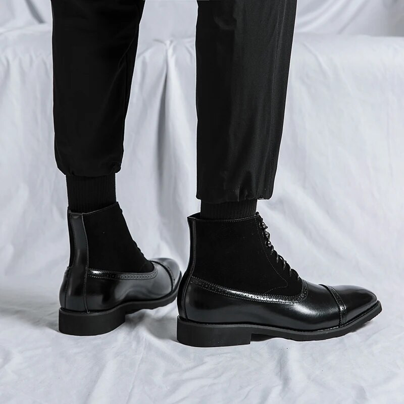 Disaineri uued meeste nahksaapad terava otsaga meeste ärisaapad Moodsad meeste kõrged kingad Meeste Chelsea saapad, suured suurused: 38-48