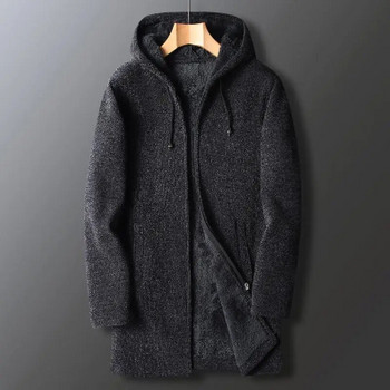 Ανδρικό πουλόβερ Fleece Ζακέτα Ανδρικά Λεπτά Πουλόβερ Χειμερινά Πουλόβερ με μακριά κουκούλα Χοντρό ζεστό παλτό Ανδρικά ρούχα 2022