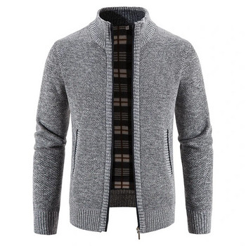 Мъжка жилетка, едноцветна поларена жилетка, плетено яке с цип, пуловер, зимна поларена топла пола