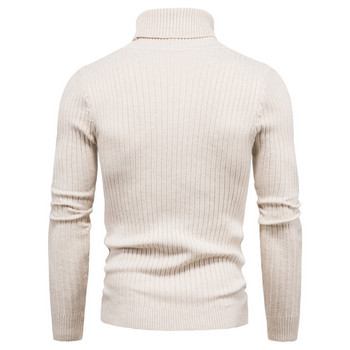 Νέο ανδρικό πουλόβερ με ψηλό λαιμό 2023 πουλόβερ μονόχρωμο δεμένο σφιχτό και ζεστό μπλουζάκι