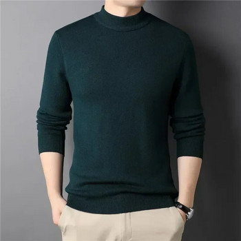 Вълна 2023 Чисто нов мъжки кашмирен пуловер с висока яка с висока яка Мъжки пуловери Плетени пуловери за мъже Младежки тънък трикотаж Мъжки пуловер