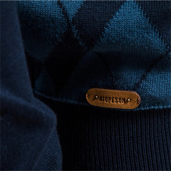 AIOPESON Argyle Мъжки пуловери Памучен пуловер с цип и фалшиво деколте Пачуърк Мъжки зимни висококачествени модни топли пуловери за мъже