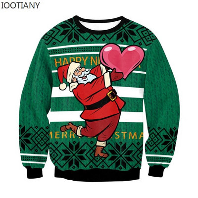 Vīrieši Sievietēm Neglīts Ziemassvētku kapucis Smieklīgs kupls ziemeļbriežu kulminācija lipīgi Ziemassvētku džemperi Topi Pāra svētku ballīte Ziemassvētku džemperis