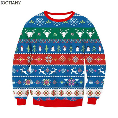 Vīrieši Sievietēm Neglīts Ziemassvētku kapucis Smieklīgs kupls ziemeļbriežu kulminācija lipīgi Ziemassvētku džemperi Topi Pāra svētku ballīte Ziemassvētku džemperis