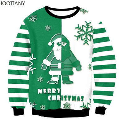 Vīrieši Sievietēm Neglīts Ziemassvētku kapucis Smieklīgs kupls ziemeļbriežu kulminācija lipīgi Ziemassvētku džemperi Topi Pāra svētku ballīte Ziemassvētku džemperis