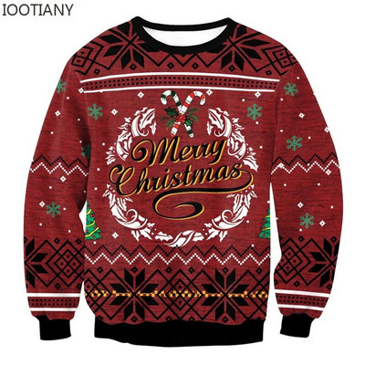 Vīrieši Sievietēm Neglīts Ziemassvētku kapucis Smieklīgs kupls ziemeļbriežu kulminācija lipīgi Ziemassvētku džemperi Topi Pāra svētku ballīte Ziemassvētku džemperis