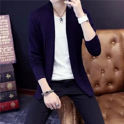 Rudens žiemos laisvalaikio mados megztinis „Homme“ vienspalvis mezgimo paltas „Hombre“ viršutinis vyriškas universalus apatinis drabužis Vyriški drabužiai