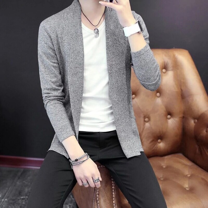 Rudens žiemos laisvalaikio mados megztinis „Homme“ vienspalvis mezgimo paltas „Hombre“ viršutinis vyriškas universalus apatinis drabužis Vyriški drabužiai