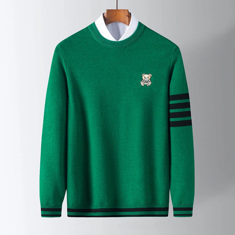 Nauji vyriški megztiniai megztiniai Madingi siuvinėjimai O kaklelis dryžuotas šiltas laisvalaikis megztas megztinis megztinis Vyriški drabužiai 2023 m.