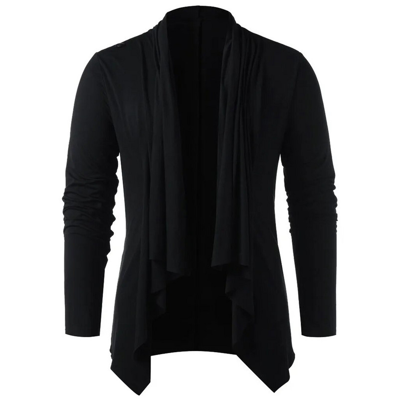 Vyriški pavasariniai ir žieminiai retro marškiniai ilgomis rankovėmis vienspalviai sagomis ilgomis rankovėmis marškinėliai O formos iškirpte temperamento megztinis laisvalaikio marškinėliai