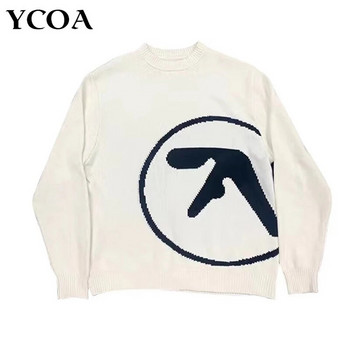 Ανδρικό χειμωνιάτικο πουλόβερ πλεκτά πουλόβερ υπερμεγέθη Y2k Vintage μακρυμάνικο τοπ Harajuku Streetwear γραφικά πουλόβερ Κορεατικά ρούχα Grunge