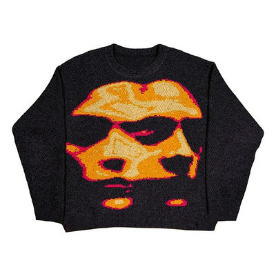 Meeste talvekampsun, ülisuur kootud džemprid Y2k vintage pikkade varrukatega topp Harajuku tänavarõivad, graafilised pulloverid Korea grunge riided