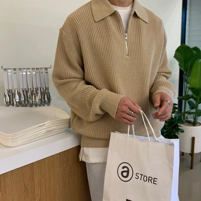 Atvartas Megztinis Rudens Žiema Vyriški šilta mada Kasdienis megztas megztinis Laisvas užtrauktukas ilgomis rankovėmis Megztinis Vyriškas megztinis Drabužiai