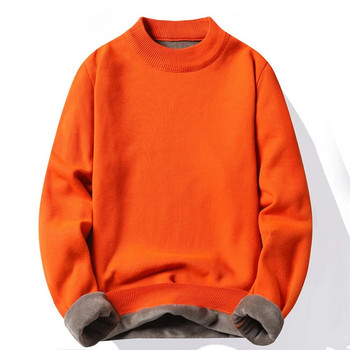 Моден мъжки ежедневен прилепнал базов пуловер с висока яка, пуловер с висока яка, мъжки есенни зимни горнища с двойна яка