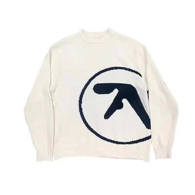 Vīriešu džemperis Aphex Twin Knit ziemas lielizmēra vintage topi ar garām piedurknēm Džemperis džemperis Y2k Streetwear grafisks modes apģērbs
