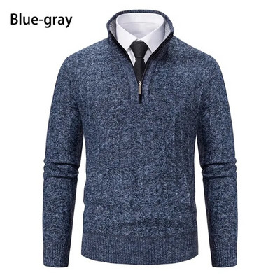Uus sügisene ja talvine meeste poolkõrge kaelusega kampsun Hick lukuga pullover Slim Fit ühevärviline meeste topp