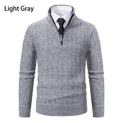 Uus sügisene ja talvine meeste poolkõrge kaelusega kampsun Hick lukuga pullover Slim Fit ühevärviline meeste topp