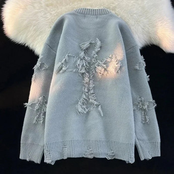 2023 Autumnand y2k Streetwear Ανδρικό Νέο ρετρό πουλόβερ με κρόσσια, Φαρδύ, ευέλικτο πουλόβερ για άνδρες και γυναίκες Μακρυμάνικο πουλόβερ