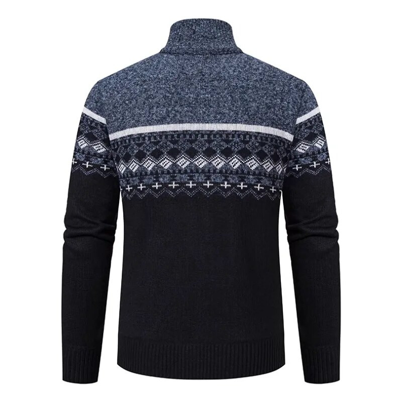 Pánsky sveter s dlhým rukávom a stojatým golierom, zipsový kabát, módny kardigan, voľná vlnená pletená bunda