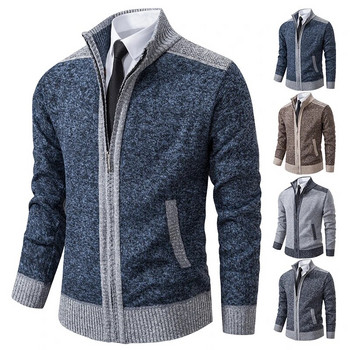 Жилетка пуловер палто мъжки 2023 нов есенен и зимен пуловер с дебела топла яка