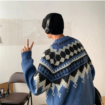 Ανδρικό πουλόβερ Vintage πουλόβερ Turtleneck Casual πουλόβερ για ανδρικά ρούχα γεωμετρία πουλόβερ Casual δωρεάν αποστολή Αντρικά ρούχα
