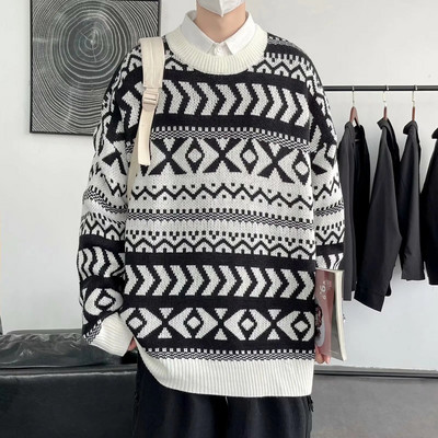 Meeste kampsun Vintage Pullover Turtleneck Vabaaja kampsunid meeste riided geomeetriaga pulloverid Vabaaja tasuta kohaletoimetamine Meeste riided