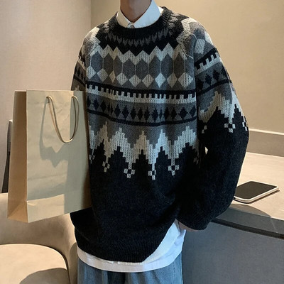 Meeste kampsun Vintage Pullover Turtleneck Vabaaja kampsunid meeste riided geomeetriaga pulloverid Vabaaja tasuta kohaletoimetamine Meeste riided