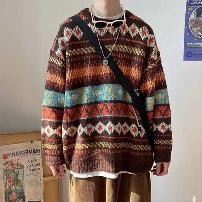 Meeste kampsun Vintage Pullover Turtleneck Vabaaja kampsunid meeste riided geomeetriaga pulloverid Vabaaja tasuta kohaletoimetamine Meeste riided