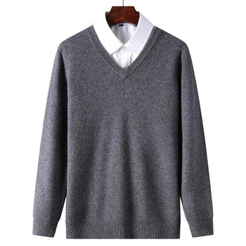 Класически пуловер с V-образно деколте 2022 г. Мъжки пуловер Есен Зима 2022 г. Работен ежедневен универсален плетен джърси Hombre