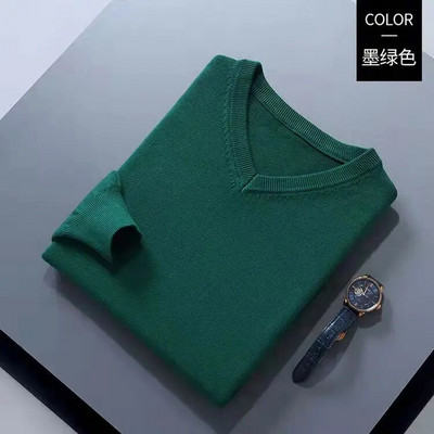 2022 m. medvilnės mišinio klasikinis megztinis su V formos iškirpte, vyriškas megztinis 2022 m. rudens žiemos darbas laisvalaikis, universalus megztas džemperis.