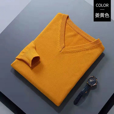 2022 m. medvilnės mišinio klasikinis megztinis su V formos iškirpte, vyriškas megztinis 2022 m. rudens žiemos darbas laisvalaikis, universalus megztas džemperis.