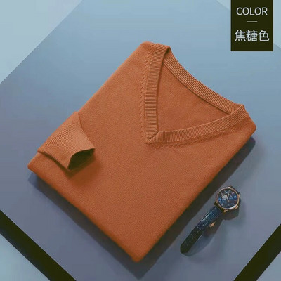 2022 m. medvilnės mišinio klasikinis megztinis su V formos iškirpte, vyriškas megztinis 2022 m. rudens žiemos darbas laisvalaikis, universalus megztas džemperis.