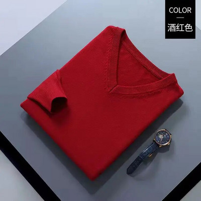 2022 m. medvilnės mišinio klasikinis megztinis su V formos iškirpte, vyriškas megztinis 2022 m. rudens žiemos darbas laisvalaikis, universalus megztas džemperis.