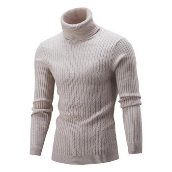 Есенно-зимна водолазка Топъл моден едноцветен пуловер Мъжки пуловер Тънък пуловер Мъжки плетен пуловер Долна риза