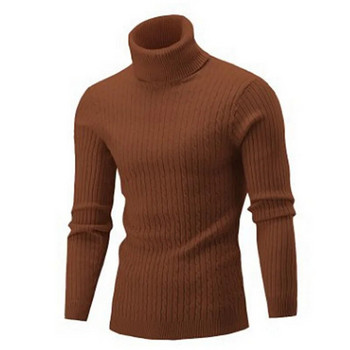 Есенно-зимна водолазка Топъл моден едноцветен пуловер Мъжки пуловер Тънък пуловер Мъжки плетен пуловер Долна риза