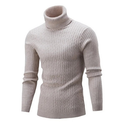 Rudens un ziemas bruņurupucis silts modes vienkrāsains džemperis Vīriešu džemperis Slim Pullover vīriešu trikotāžas džemperis apakšā krekls