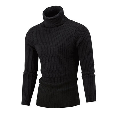 Rudens un ziemas bruņurupucis silts modes vienkrāsains džemperis Vīriešu džemperis Slim Pullover vīriešu trikotāžas džemperis apakšā krekls