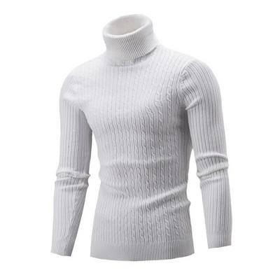 Rudens un ziemas bruņurupucis silts modes vienkrāsains džemperis Vīriešu džemperis Slim Pullover vīriešu trikotāžas džemperis apakšā krekls