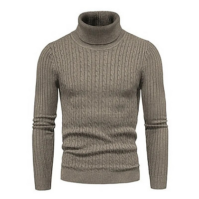 Rudens un ziemas bruņurupucis silts modes vienkrāsains džemperis Vīriešu džemperis Slim Pullover vīriešu trikotāžas džemperis apakšā krekls