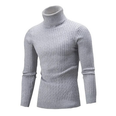 Rudens un ziemas bruņurupucis silts modes vienkrāsains džemperis Vīriešu džemperis Slim Pullover vīriešu trikotāžas džemperis apakšā krekls