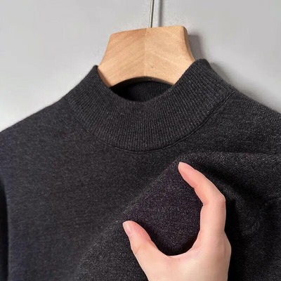 Jednobojni džemper od imitacije kašmira za mušku zimu, široki džemper s polu visokim ovratnikom, zadebljana topla modna muška pletenina