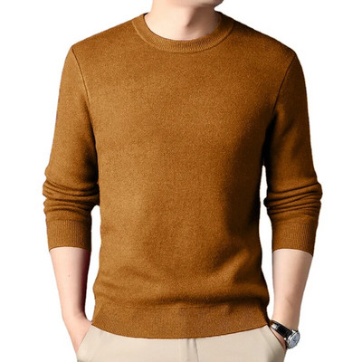 Meeste talvine ühevärviline silmkoeline kampsun vabaaja mugavad topid Vintage dressipluusid lahtised, põhilised, ümara kaelusega sügise dressid