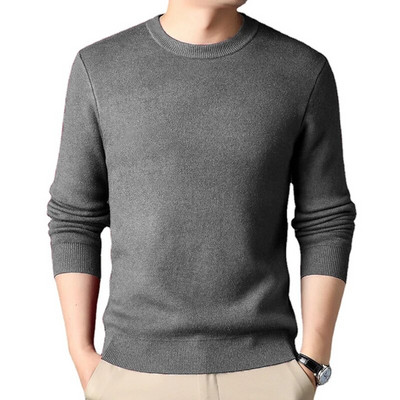 Vyriški žieminiai vienspalviai megzti megztiniai laisvalaikio patogūs viršutiniai senoviniai megztiniai Laisvi, paprastas, apvaliu kaklu, rudeninis megztinis