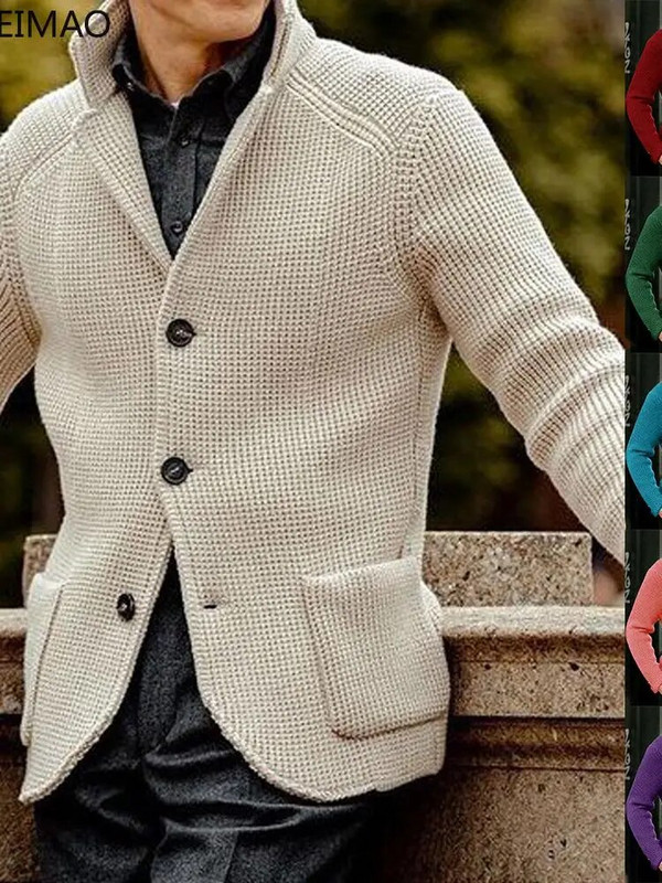 2023. aasta kevadsügis uus õhuke kaelus Meeste kootud kardigan vabaaja meeste kampsun mantel Meeste kardigan Вязаный Кардиган