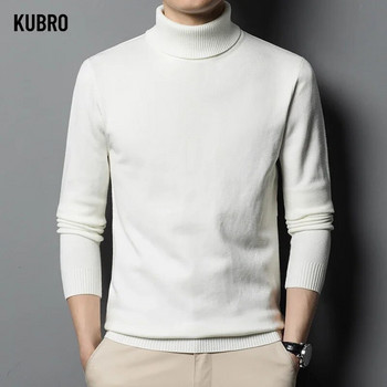KUBRO 2023 Есен Зима Нов мъжки висококачествен вълнен пуловер с висока яка