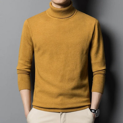KUBRO 2023 Φθινόπωρο Χειμώνας Νέο Ανδρικό Υψηλής Ποιότητας Μάλλινο Πουλόβερ με ζιβάγκο Μονόχρωμο Πλεκτό Σφιχτό Ζεστό, καθημερινό πουλόβερ με κάτω μέρος