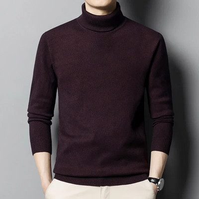 KUBRO 2023 Φθινόπωρο Χειμώνας Νέο Ανδρικό Υψηλής Ποιότητας Μάλλινο Πουλόβερ με ζιβάγκο Μονόχρωμο Πλεκτό Σφιχτό Ζεστό, καθημερινό πουλόβερ με κάτω μέρος