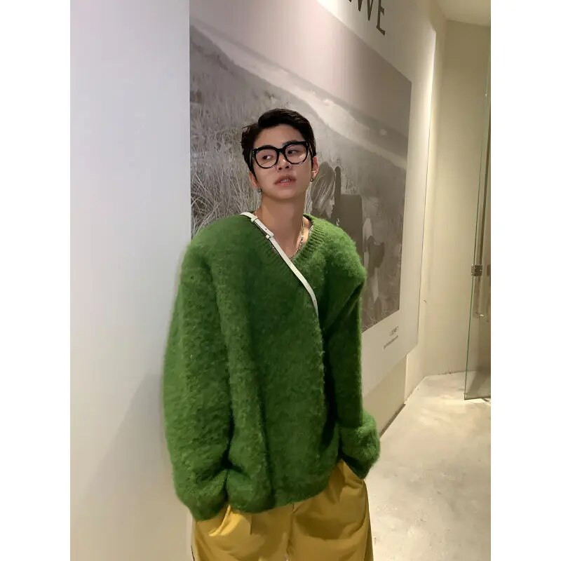 Meeste kuduja Puhas ja lihtne villane kampsun pullover kampsun Sügistalv 2022 uus mood ja mitmekülgne vabaaja V-kaelusega kampsun